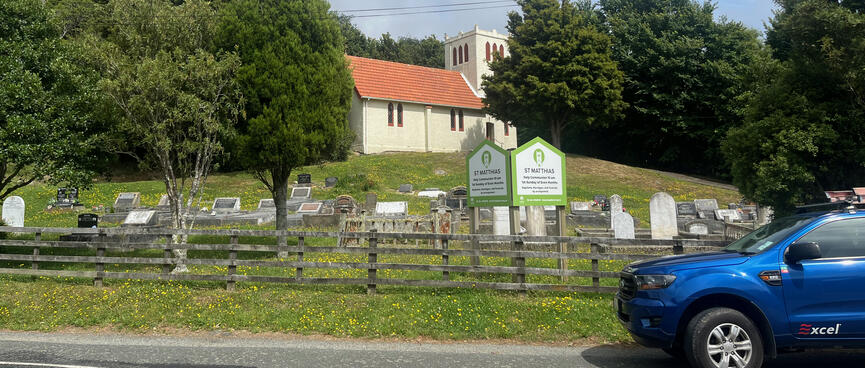 Grave stones in front of St Matthias church.