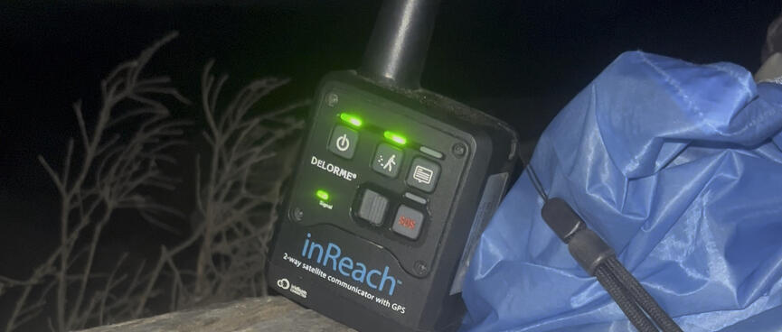 Green LEDs on a inReach satellite communicator.