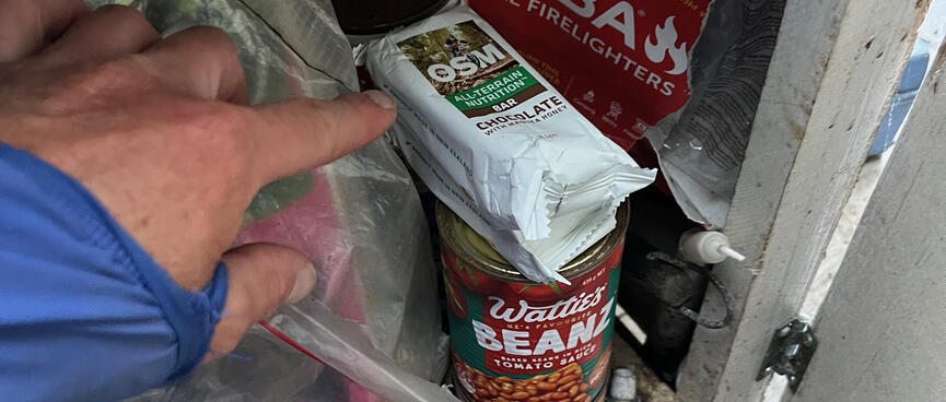 Two OSM bars above a can of baked beans.