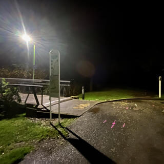 A cul-de-sac provides access to a bridge and a pathway.