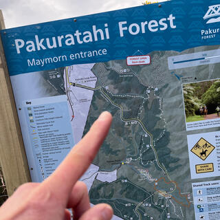 A map board at the Maymorn entrace to the Pākuratahi Forest.