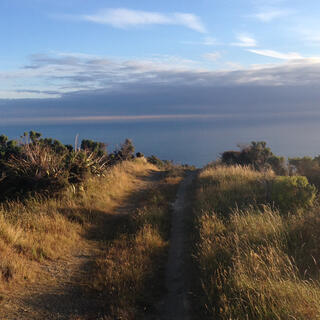 Panoramica 180 degree view of sea and coastline.