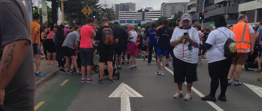 Lining up for the annual Round-The-Bays race.