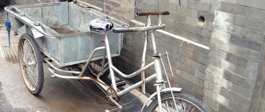 A long trike has room for a large tray on the back.