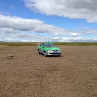 Our little green taxi.