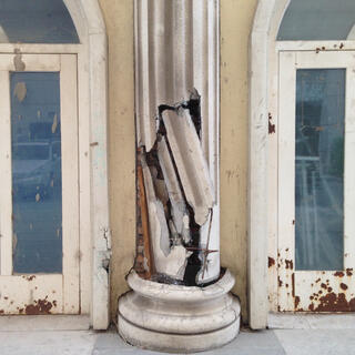 Cracked plastic reveals a less substantial side to a classical column.