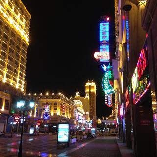 Foreign signage amid a sea of LED lighting.