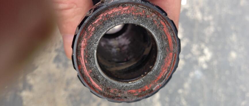 The dirty side of a seal from the Surly bottom bracket, due to water leakage.