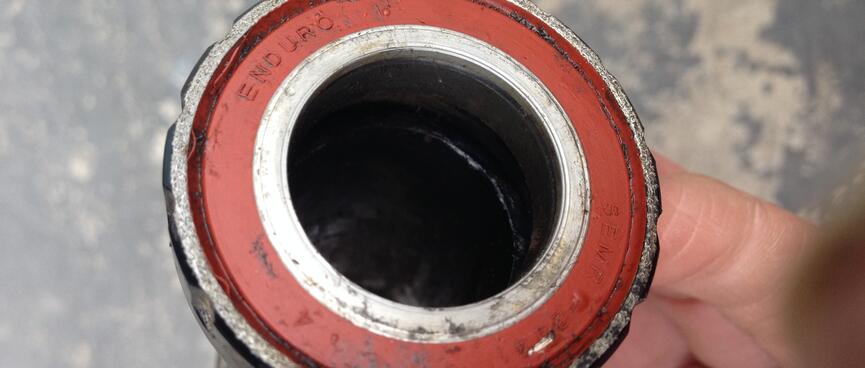 The clean side of a seal from the Surly bottom bracket.