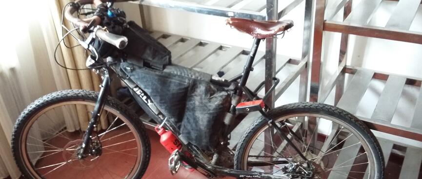 My bicycle is D-Locked to shiny metal shelving.