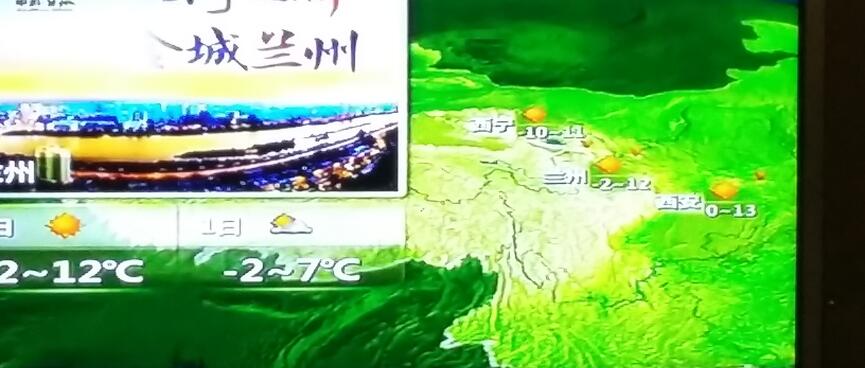 Still frame of a TV weather programme showing temperature ranges across China.