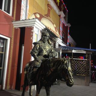 Statue of a soldier on horseback.