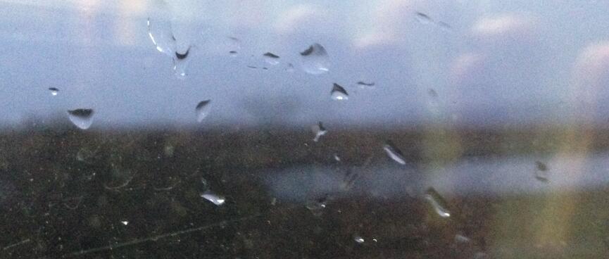 Raindrops on a window.