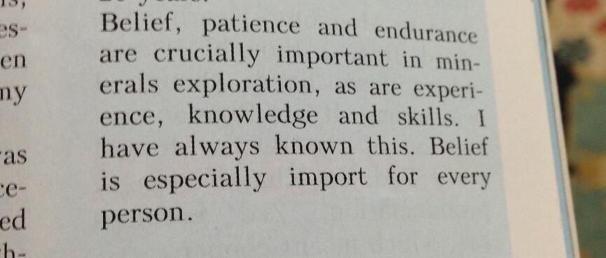 A paragraph in a magazine discusses belief.