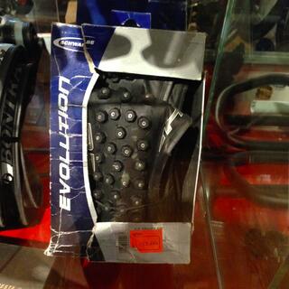 A Schwalbe Ice Spiker Pro Evolution MTB Tyre.