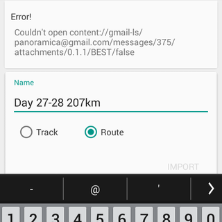 Loading a route into Soviet Military Maps Pro.