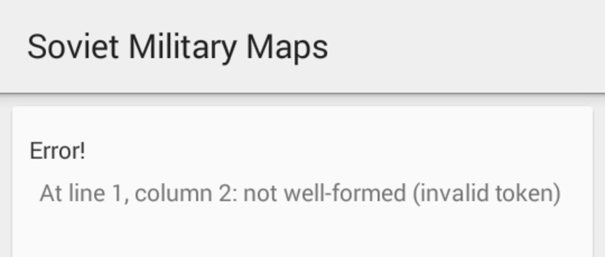 An import error message in Soviet Military Maps Pro.