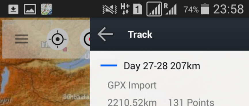 Displaying a track in Soviet Military Maps Pro.