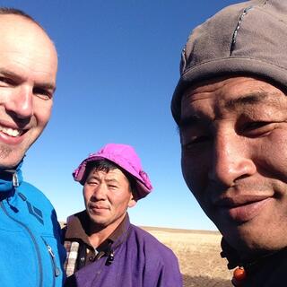 An impromptu photo of myself and the two men from the ger.