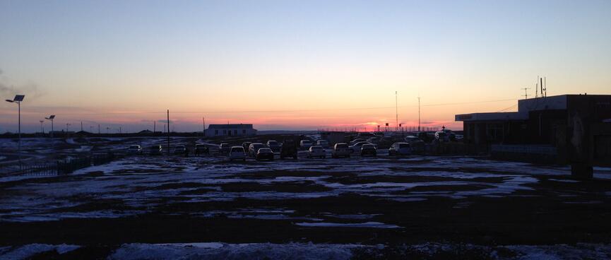 An apricot sunset on the far side of Tsogt-Ovoo.
