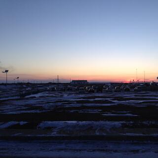 An apricot sunset on the far side of Tsogt-Ovoo.