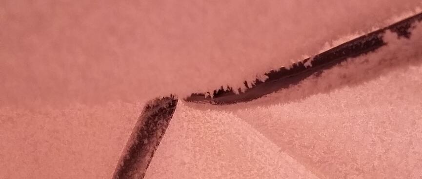 Ice crystals cover the tentʼs ceiling.