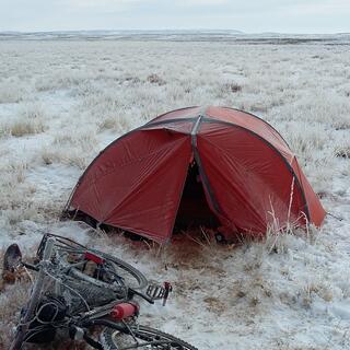 My tent door is open.