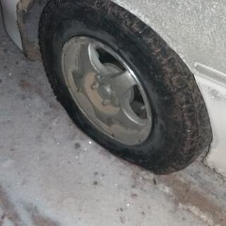 A front wheel has a flat tyre.