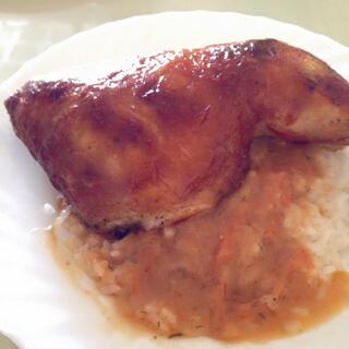 Chicken, rice and gravy, at a truckstop in Zabaikalsk.