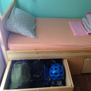 My panniers easily fit into the locker under my bunk.