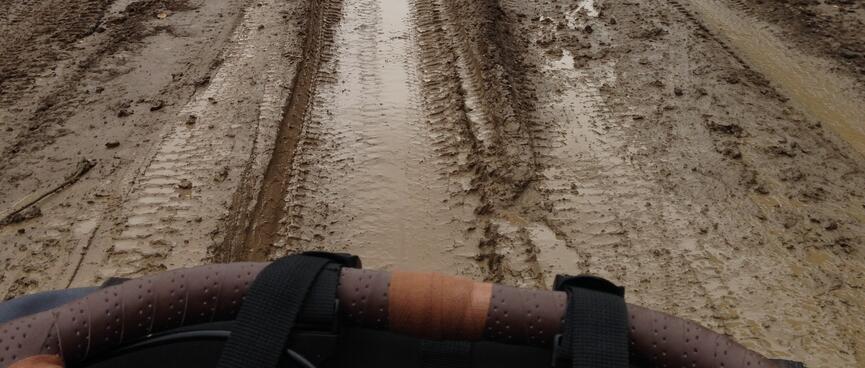 The boggy tracks were exhausting to ride.
