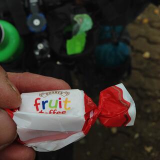 A Roshen fruit toffee.
