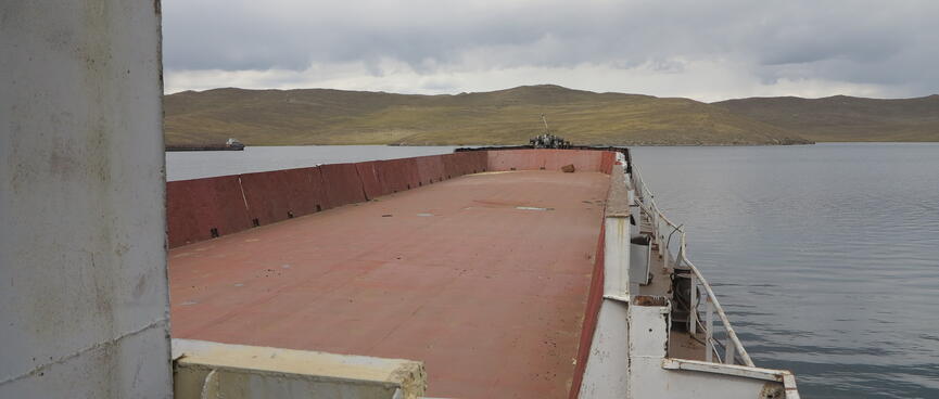 Looking down the deck from the passenger area.