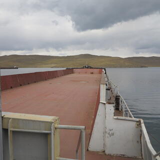 Looking down the deck from the passenger area.
