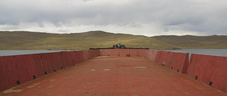 A large red steel deck.