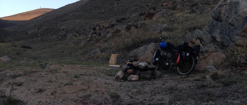A blackened pile of rocks.