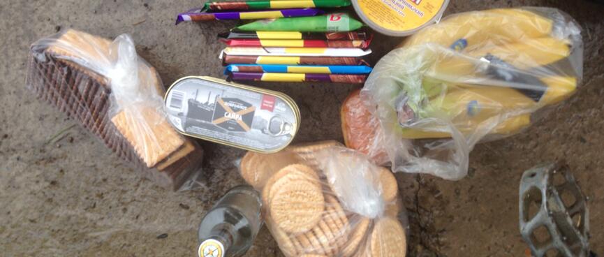 Biscuits, bananas, vodka, and many bars of chocolate.