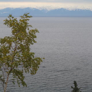Mountains on the other side of the lake.