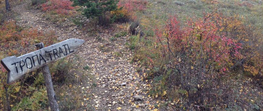 A sign points to the trail.