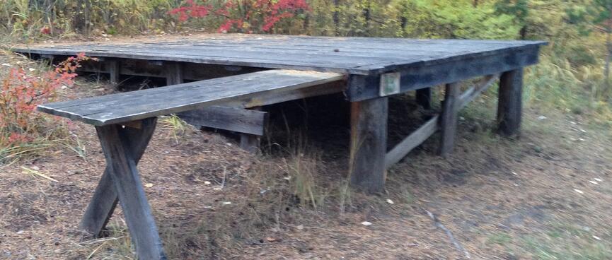  Raised camping platforms.