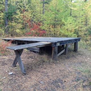  Raised camping platforms.