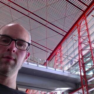 A selfie in the cavernous terminal.