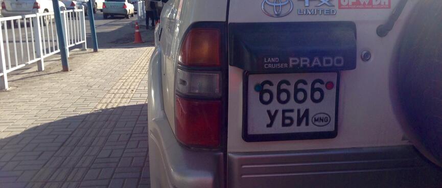 A number plate contains the digits 6666.