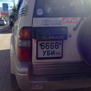 A number plate contains the digits 6666.