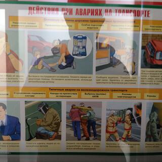 An illustrated chart showing what to do in various emergencies, at Zabaikalsk.
